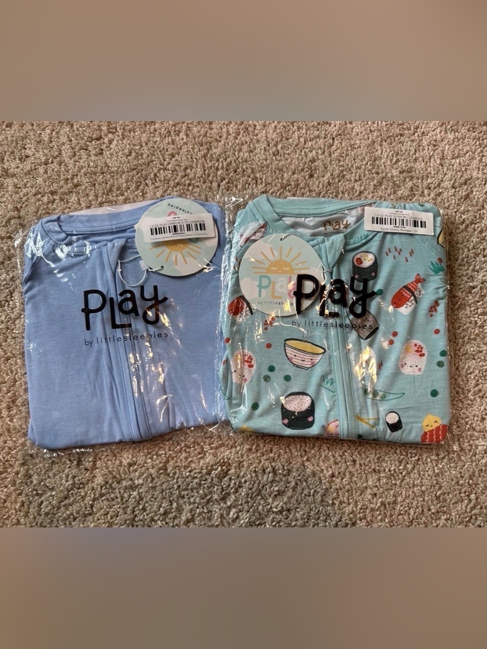Little Sleepies Light Blue & Sushi Print shorty Set